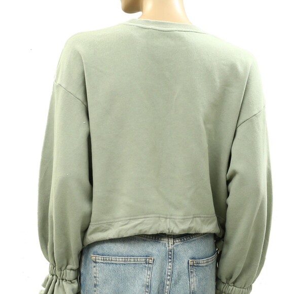Maeve Anthropologie Big Top Sweatshirt Cotton Pullover Solid Green XS 286376 - Picture 6 of 7
